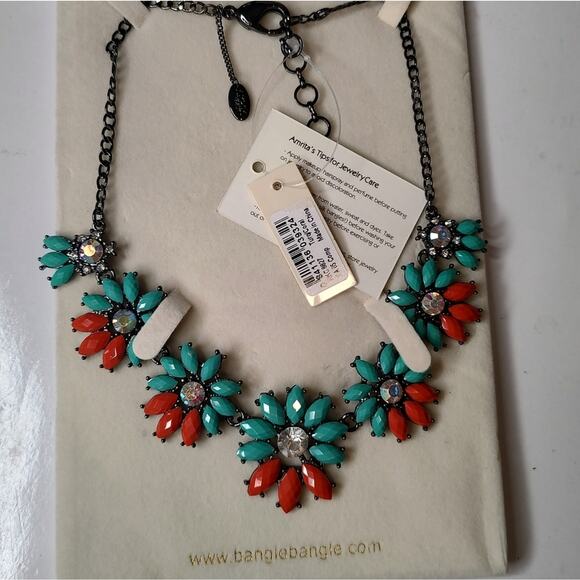 Amrita Singh ANNIE Turquoise & Coral Daisy Necklace - Picture 1 of 9